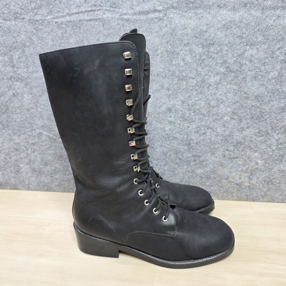 WILD PAIR Pirate Black 12" Platform 1.5" Block Heel Heeled Boots Womens Size 8.5
